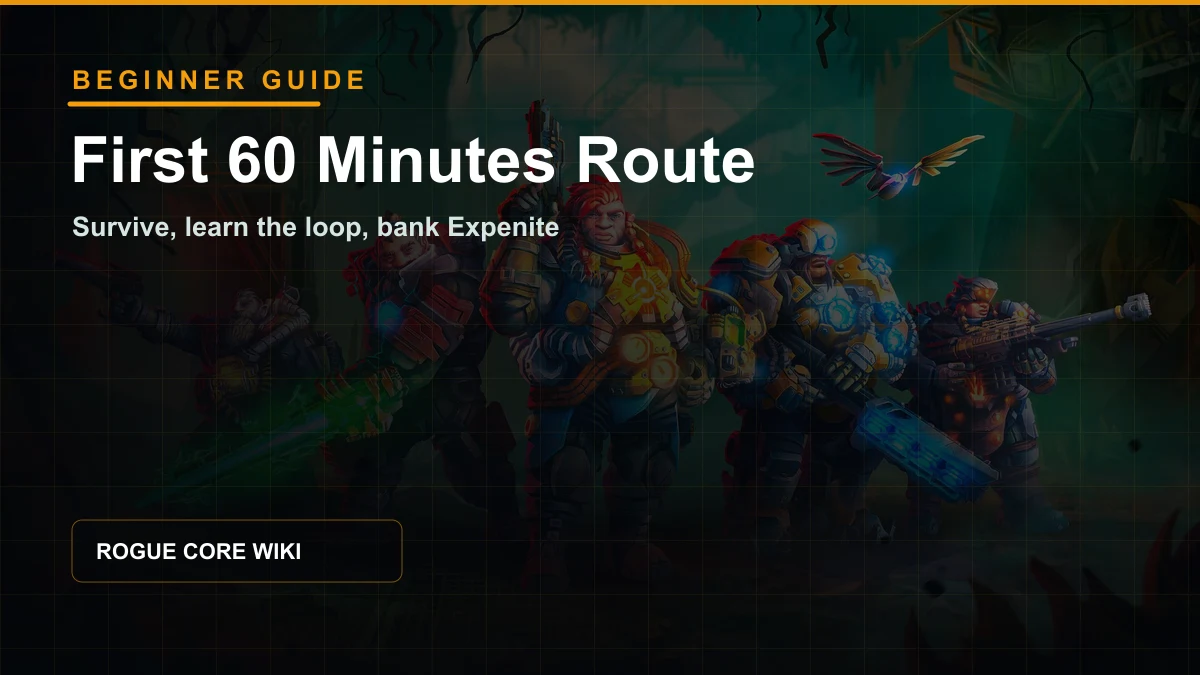 Deep Rock Galactic Rogue Core beginner guide cover showing Reclaimers for the first 60 minutes route