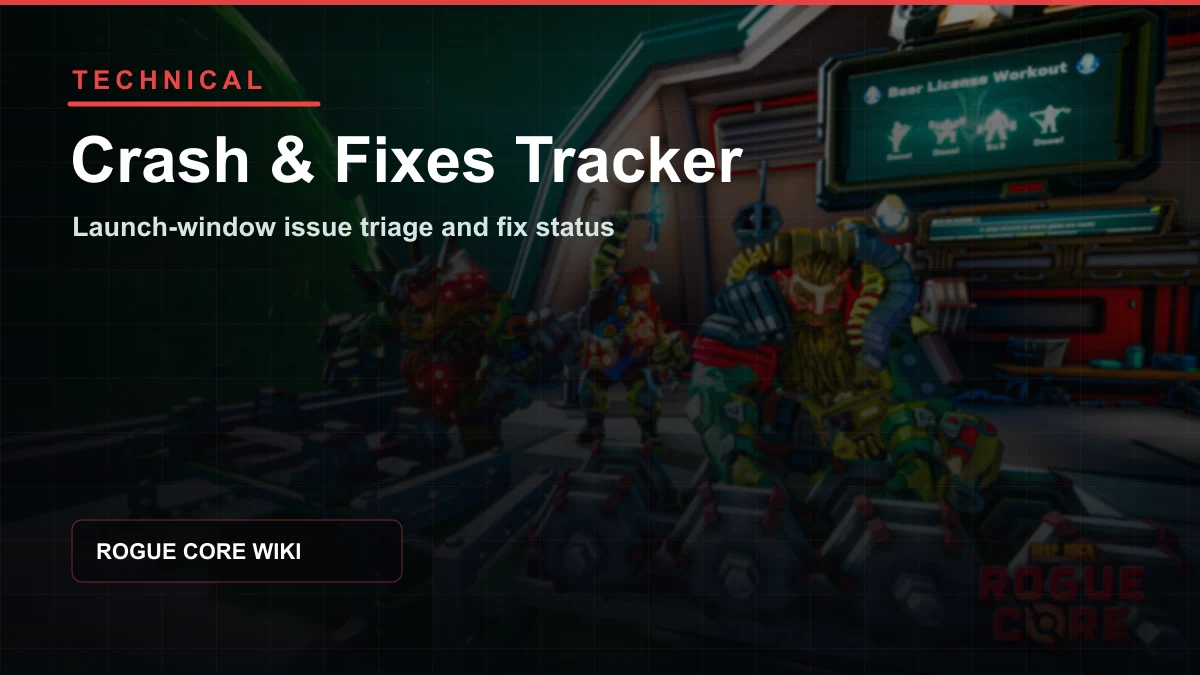 Deep Rock Galactic Rogue Core crash and fixes tracker guide cover for launch troubleshooting